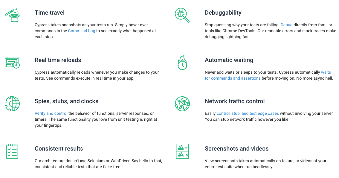 cypress features from website