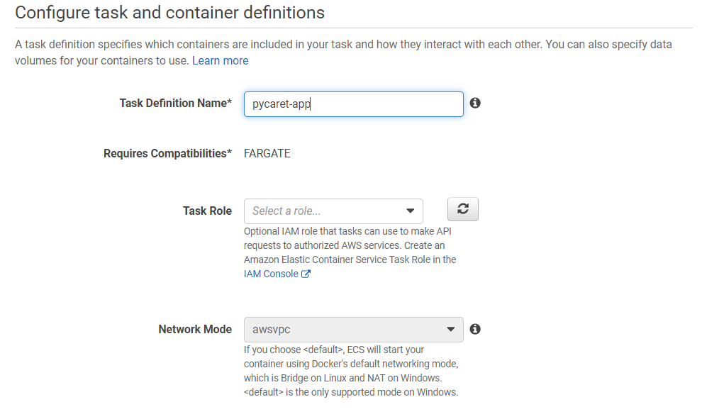 Configure Task and container definitions (part 1)