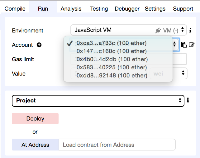 addresses and value fields