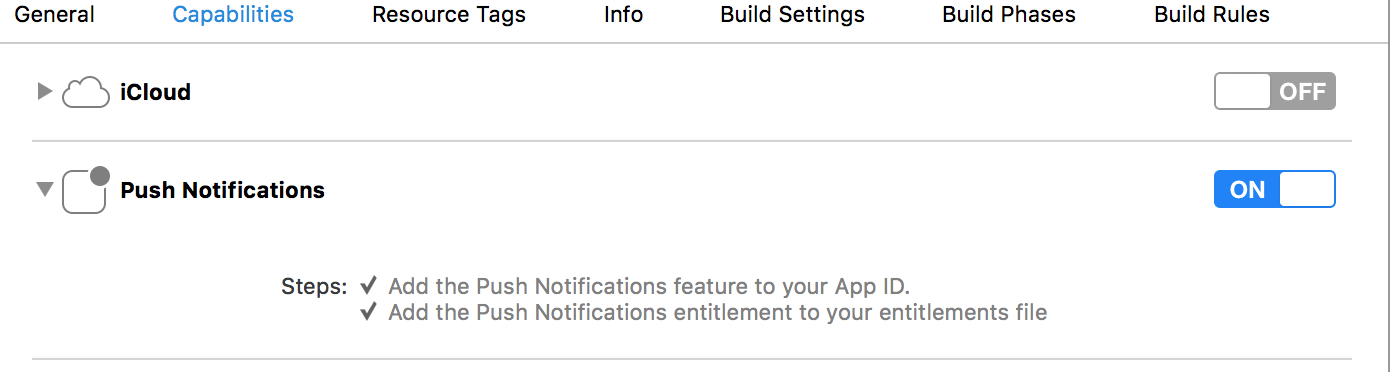 Push Notifications Entitlements