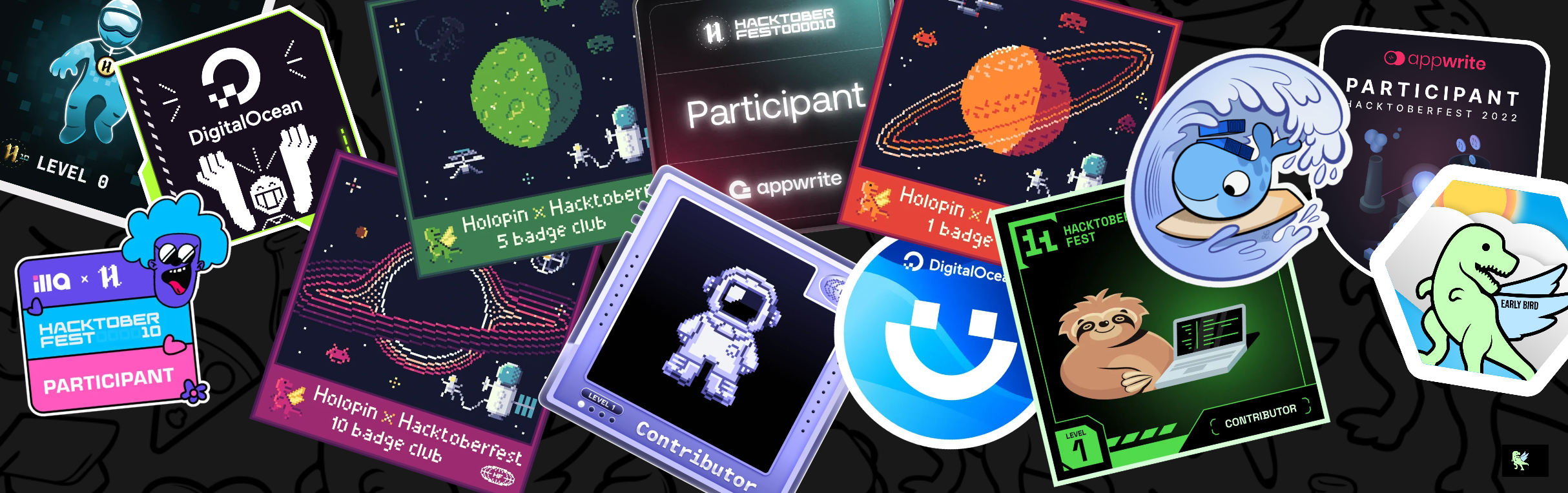 An image of @scytheri0n's Holopin badges, which is a link to view their full Holopin profile