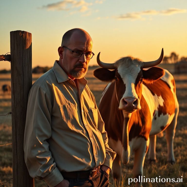 Walter White next to a cow