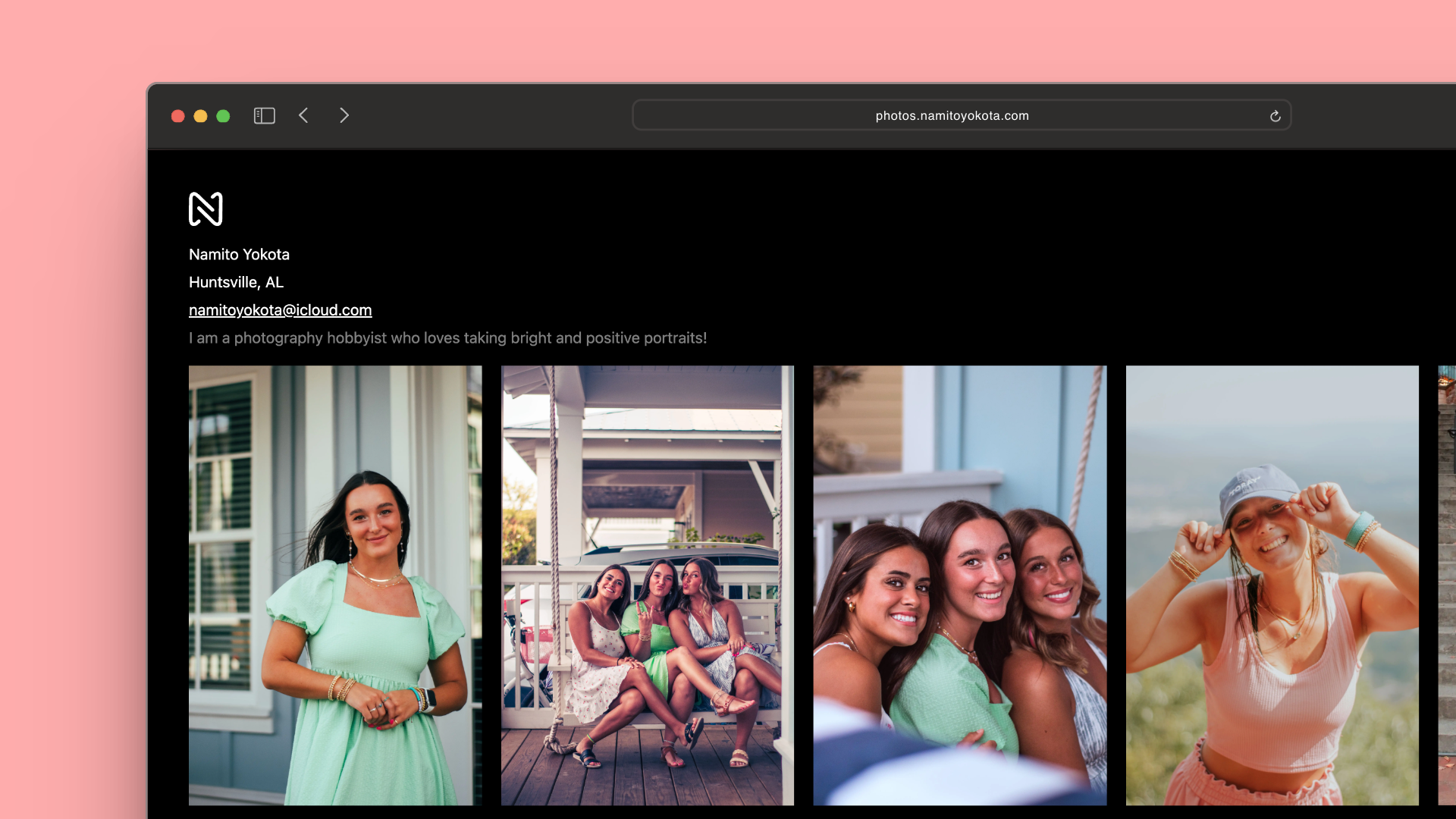 My photography portfolio website preview