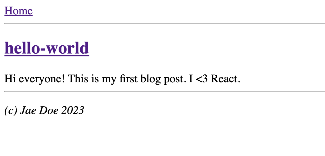 Screenshot of an individual blog post page