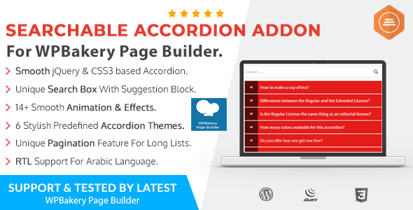 Ultimate Searchable Accordion - WPBakery Addon