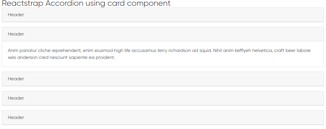 Image of Reactstrap card accordion