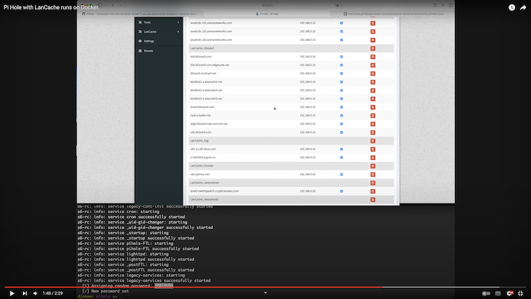 Pi Hole with LanCache runs on Docker