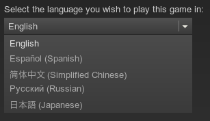 Languages supported by KSP 1.3: English, Spanish, Chinese, Russian, Japanese