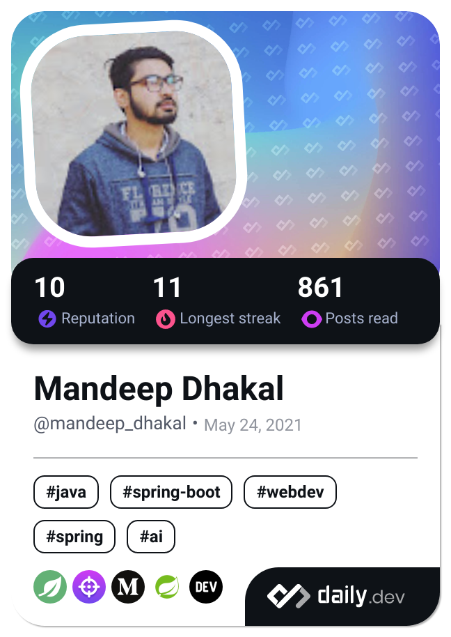 Mandeep Dhakal's Dev Card