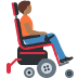 Person in motorized wheelchair facing right: medium-dark skin tone