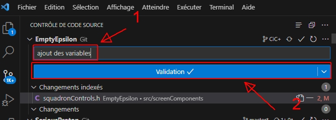 Valider les modifications (commit)