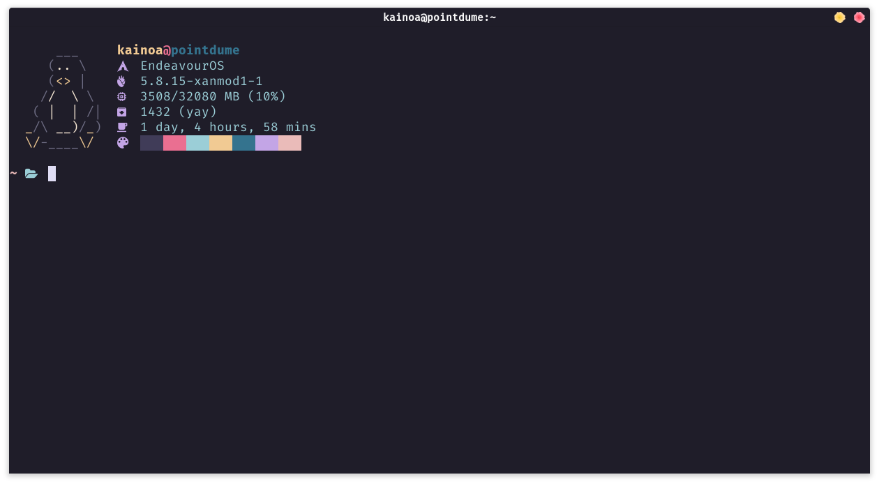 Gnome Terminal with Rosé Pine running NerdFetch