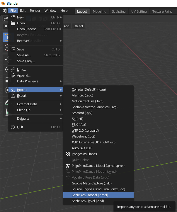 Blender File Menu