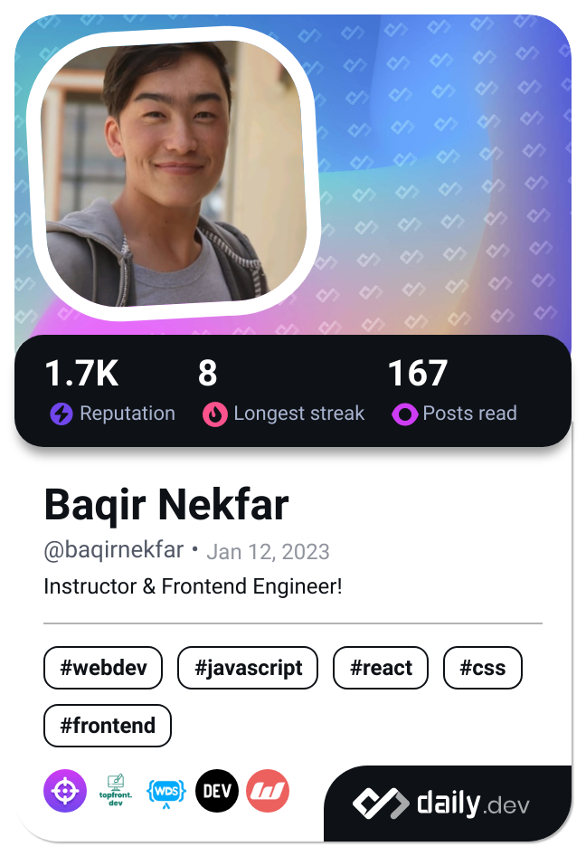 Baqir Nekfar's Dev Card