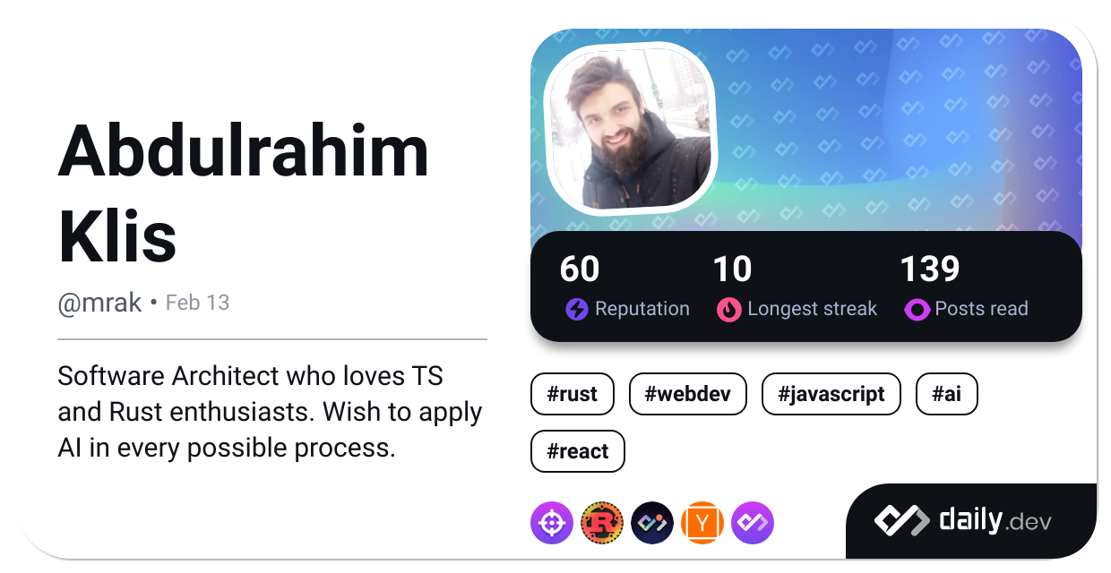 Abdulrahim Klis's Dev Card