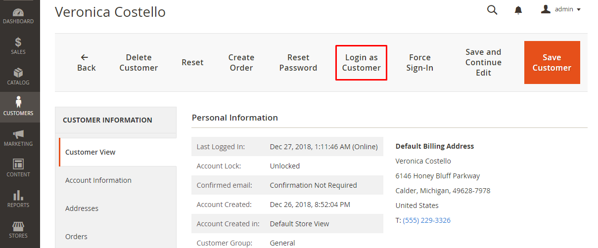 How to configure Magento 2 Login as Customer