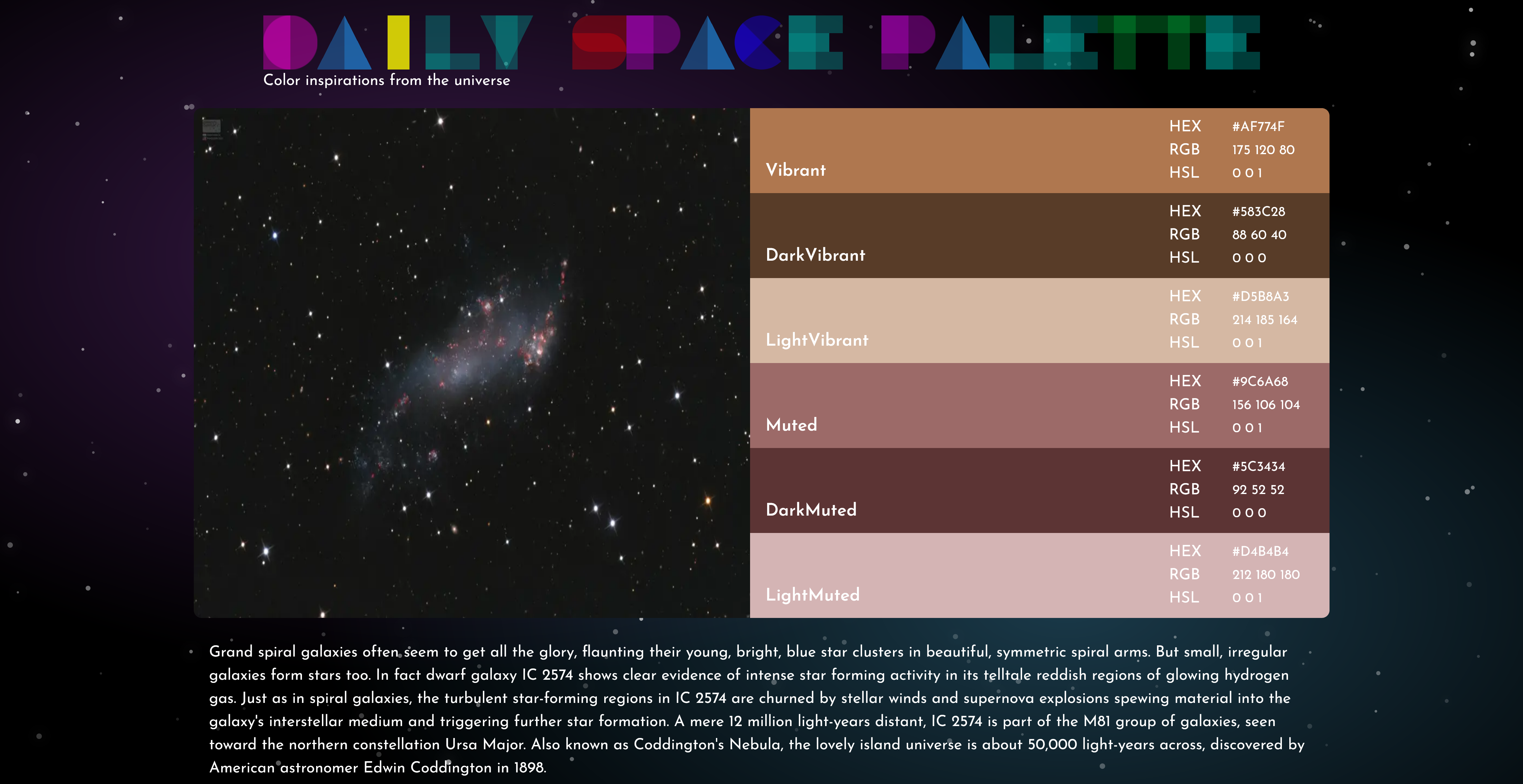 Daily Space Palette App Banner