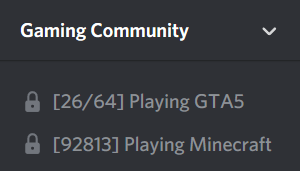 Counters placed in a voice channel name showing the amount of online players in a Minecraft server and in FiveM