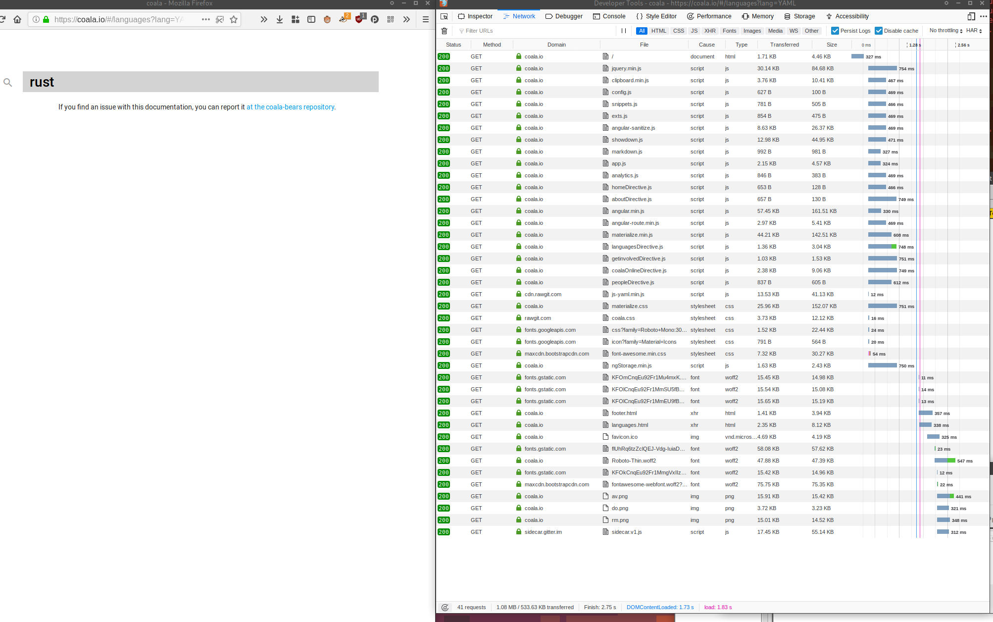 Image of network activity for search