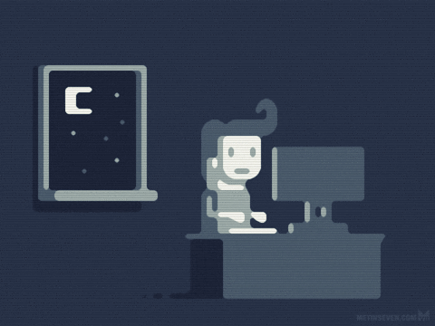 Animation of a programmer at night