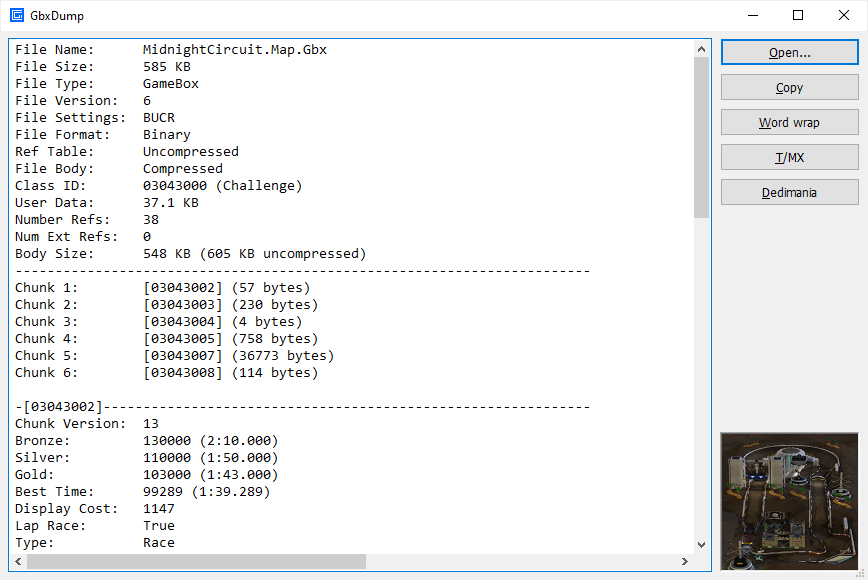 Screenshot of GbxDump