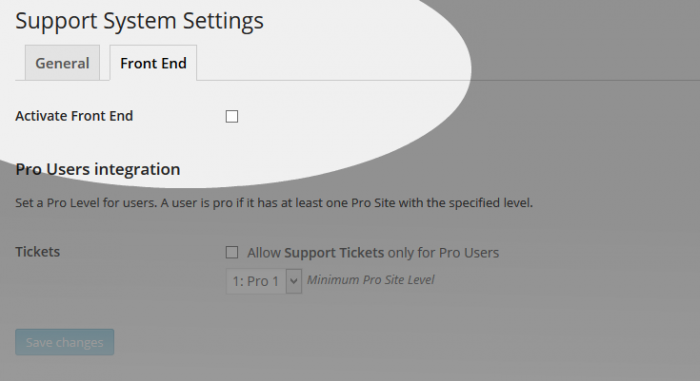 Support System Settings Frontend