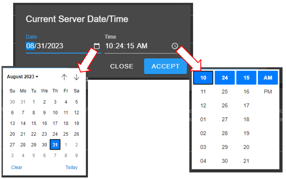 Manually editing date/time on EWC