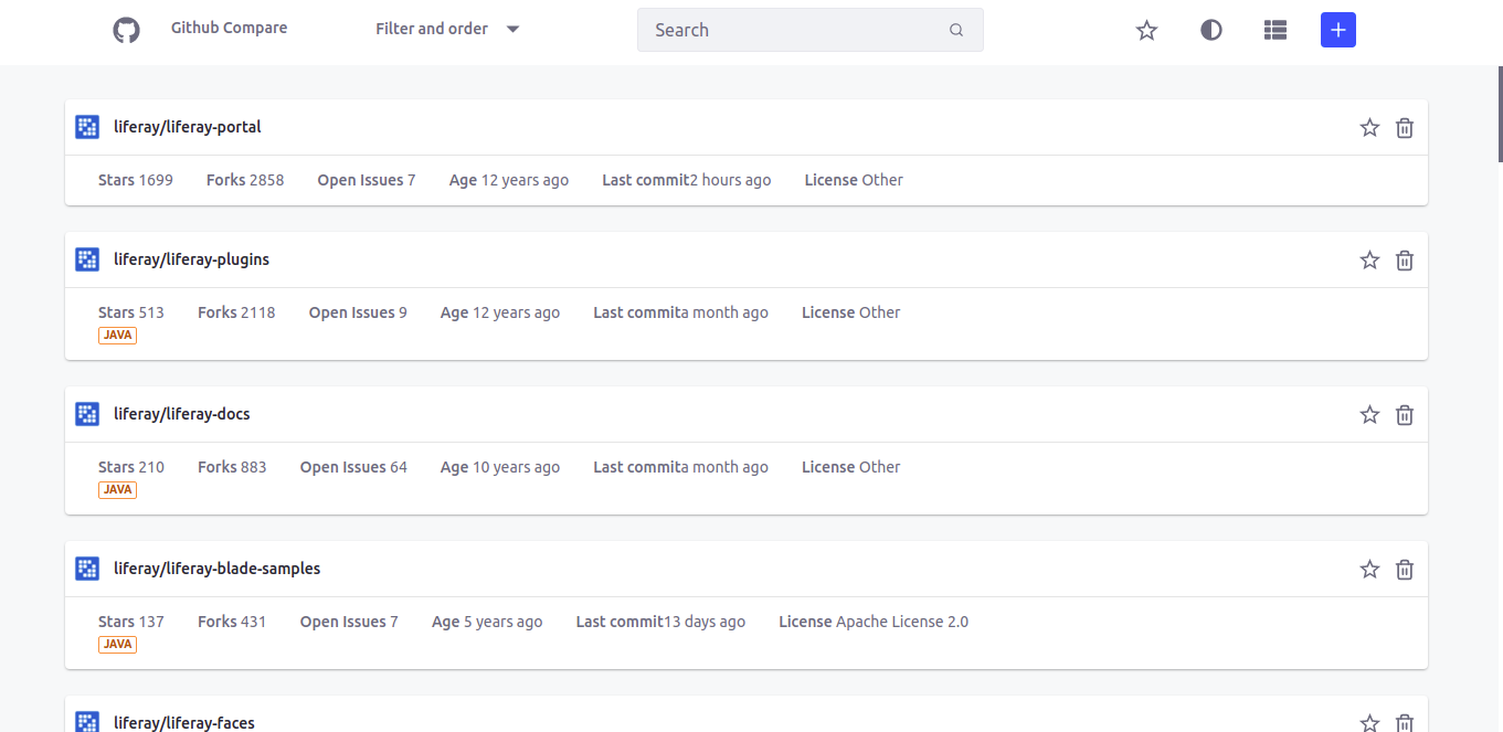 Screenshot github-compare