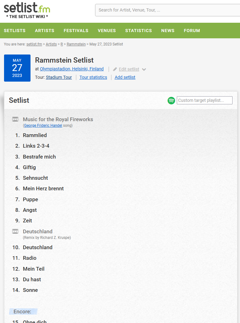 Preview setlist.fm