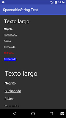 SpannableString com texto destacado em azul