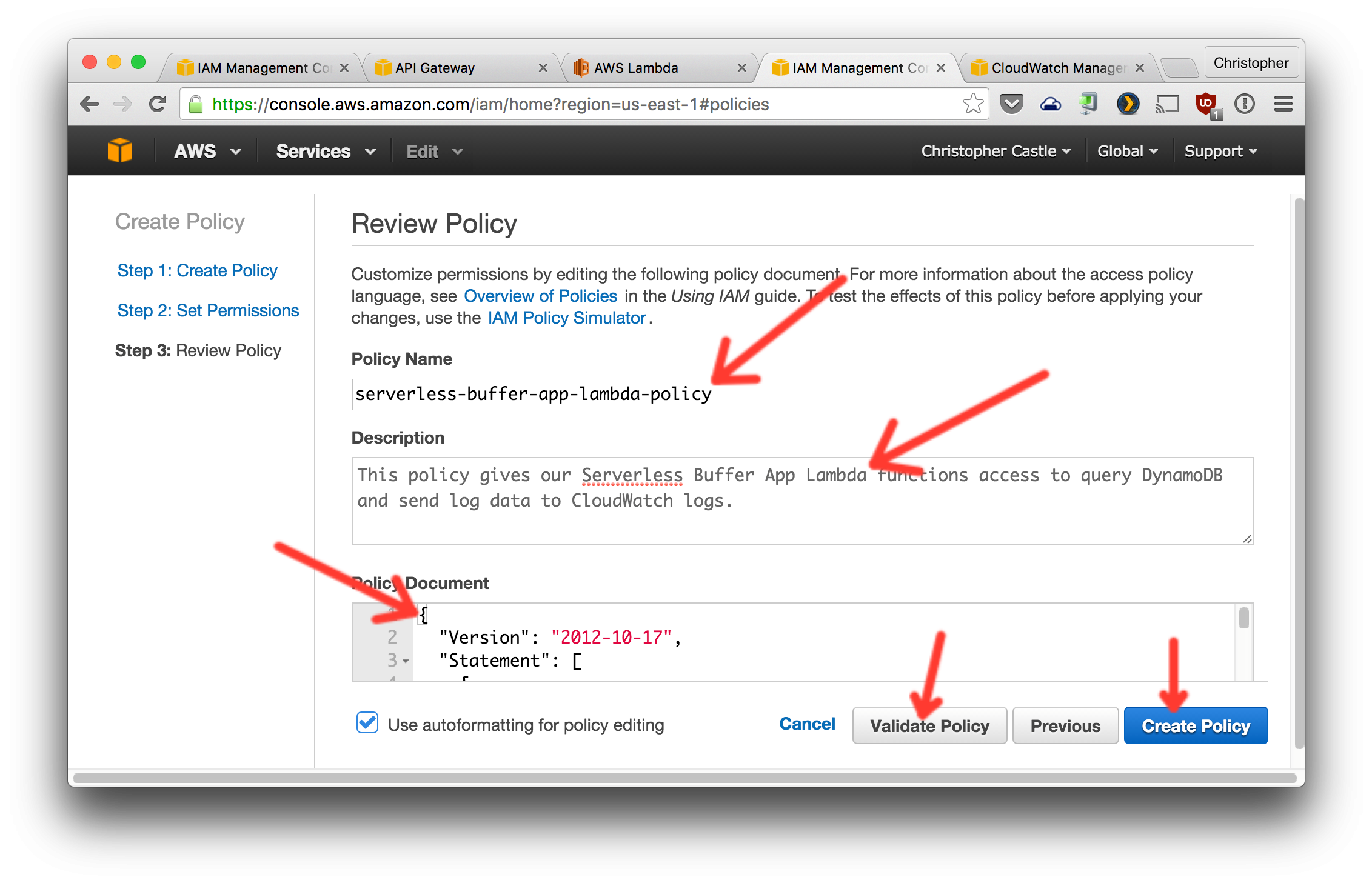 IAM Policy configuration