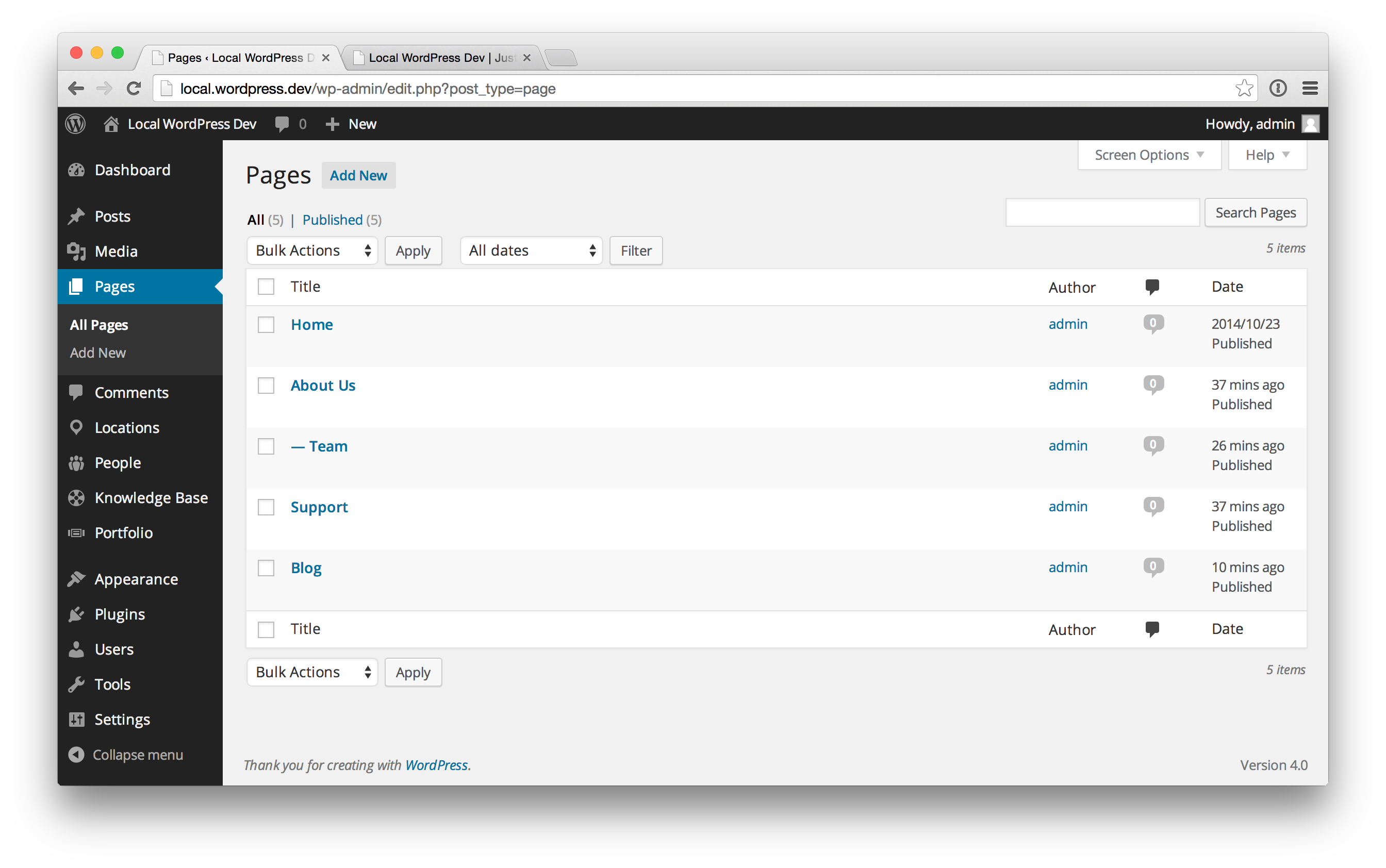 The Page structure