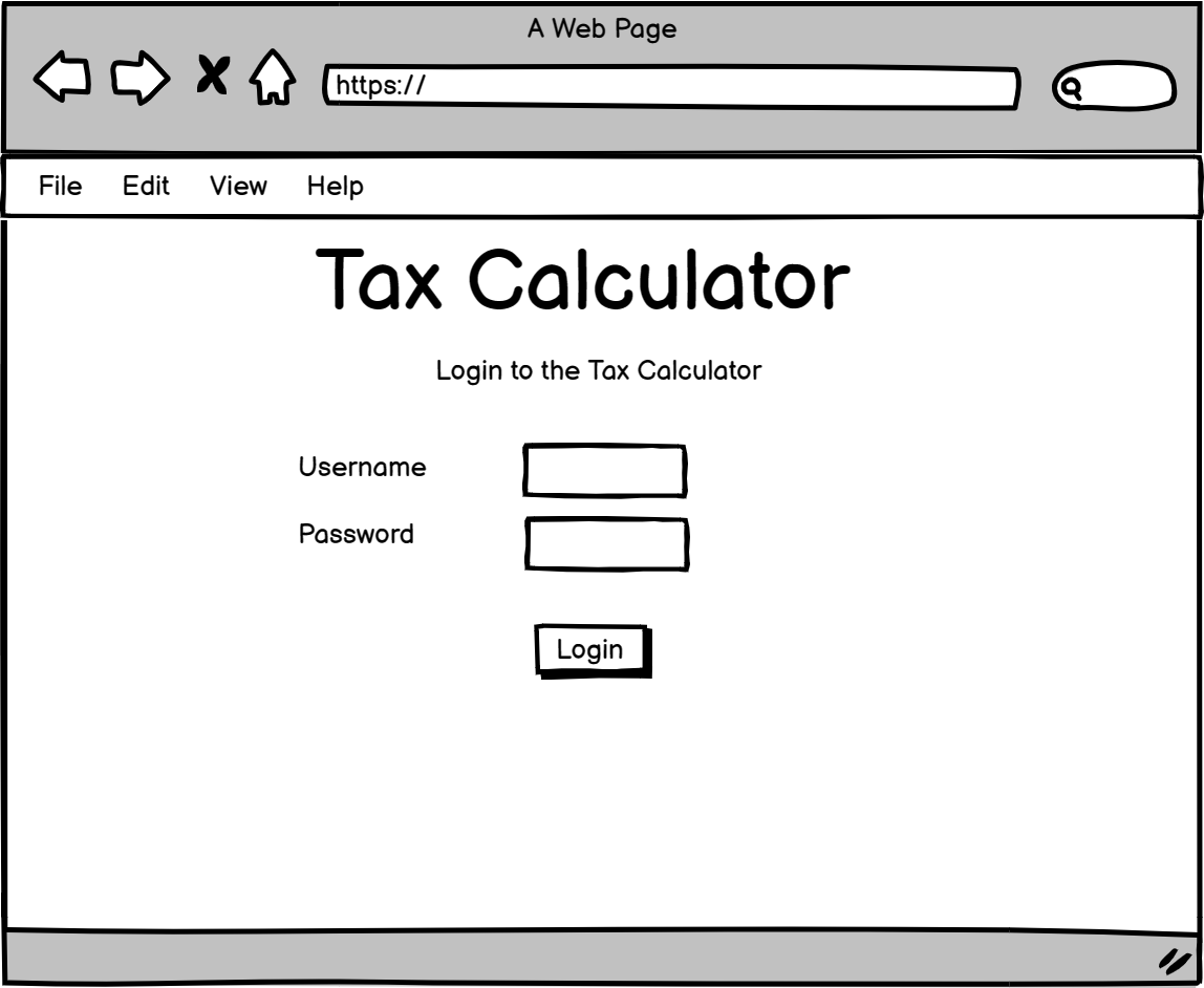 The login form wireframe