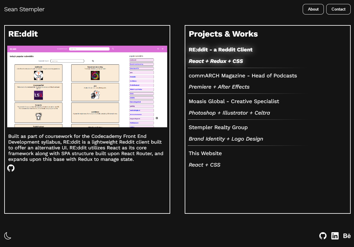 Screenshot of portfolio tablet layout