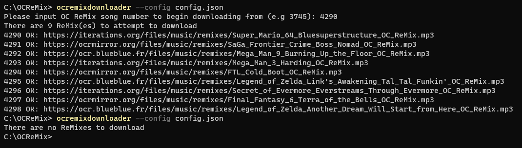 Screenshot of OCReMixDownloader