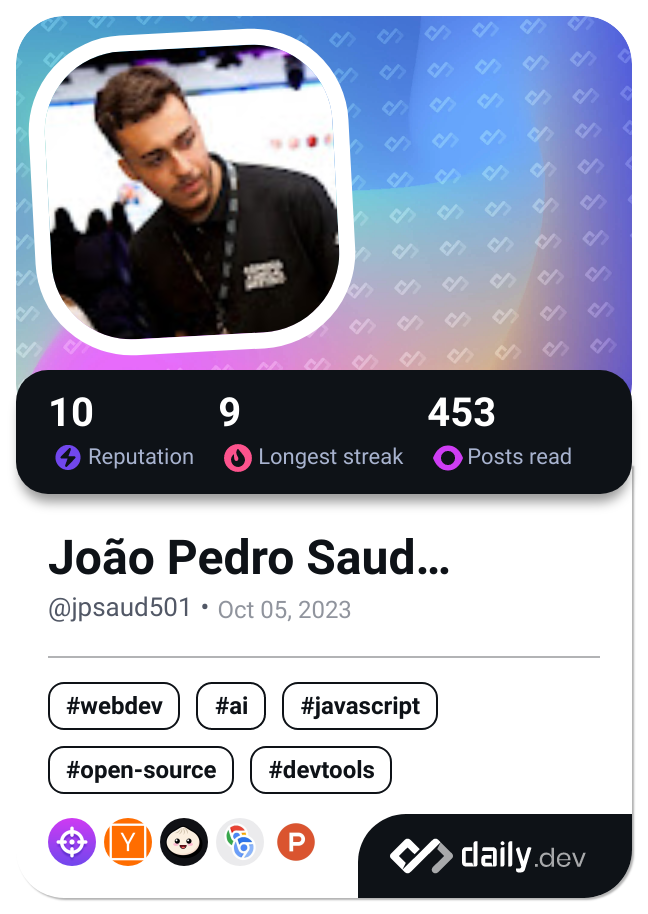 João Pedro Saud Cardoso's Dev Card