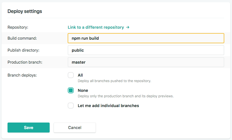 Settings on Netlify