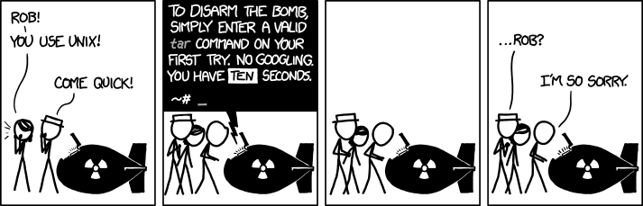 xkcd comic 1168, which is about impossibility of remembering tar syntax