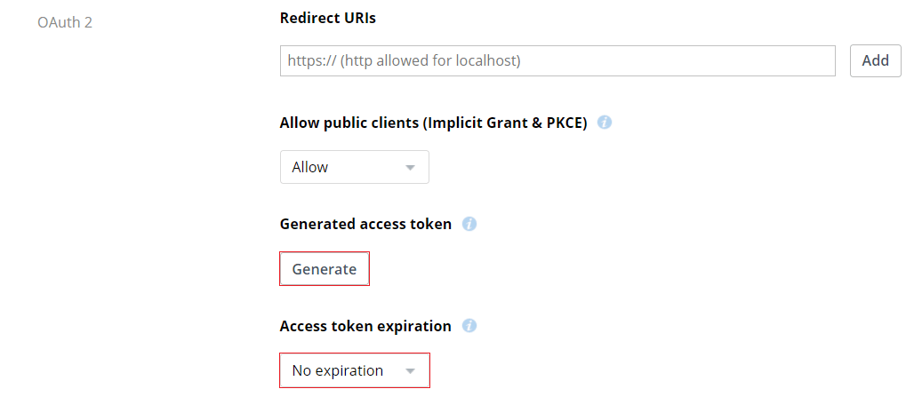 Generate OAuth2 access token with no expiration dateAccess Token Example