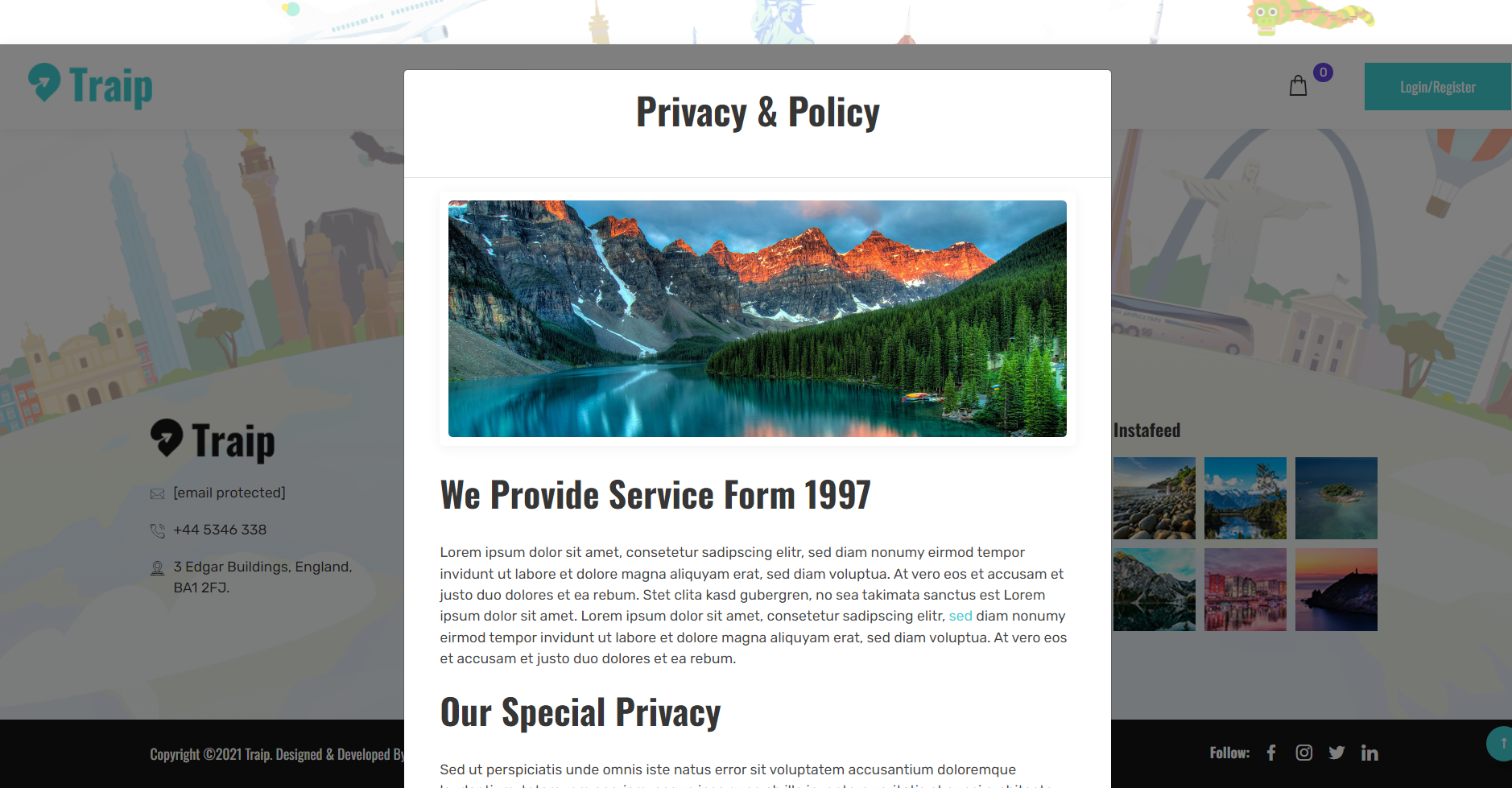 Footer Privacy&Policy Modal