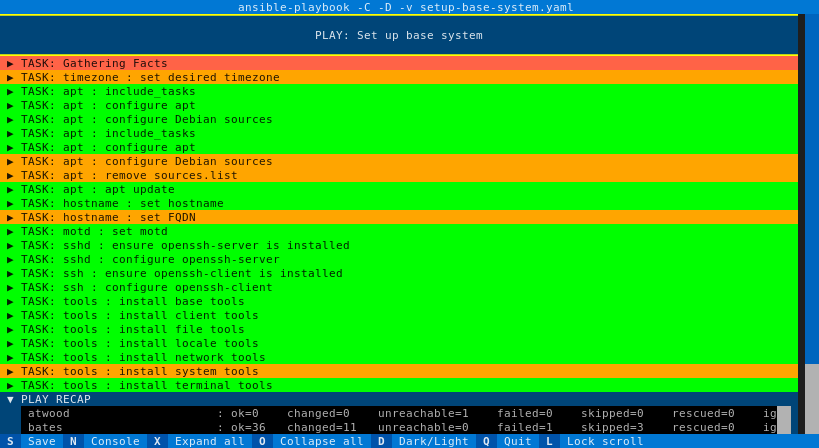 Moulti: Ansible playbook output