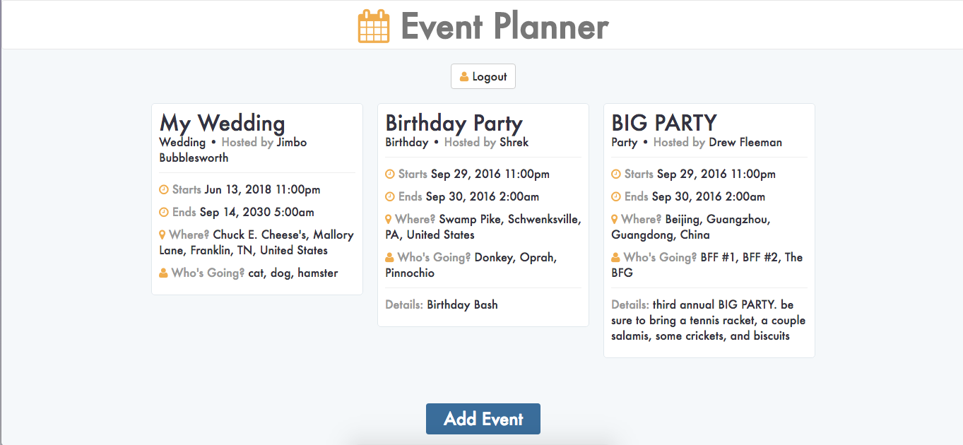 event planner app