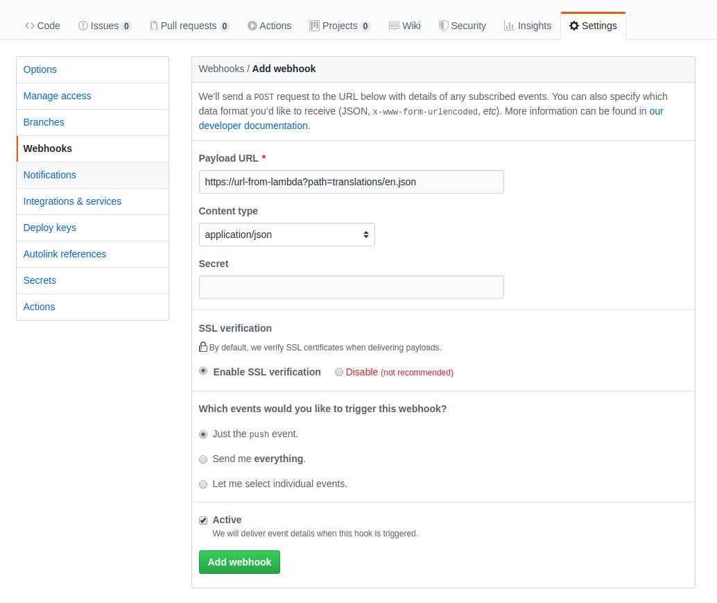 github webhook