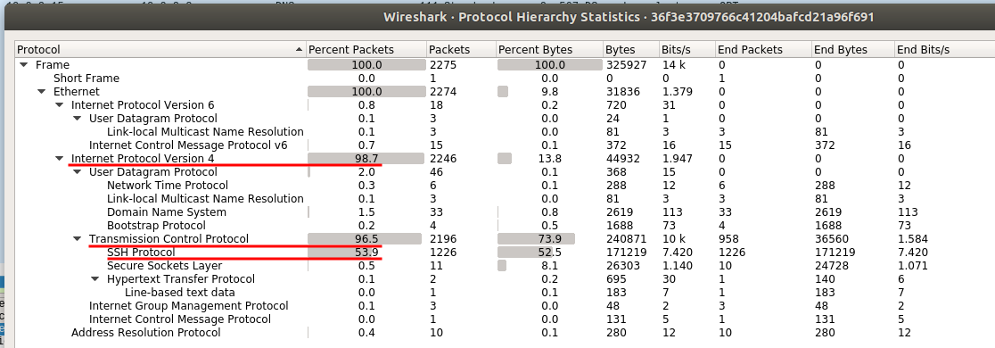 Wireshark Protocol Hierarchy Statistics