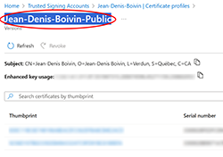 Certificate profile