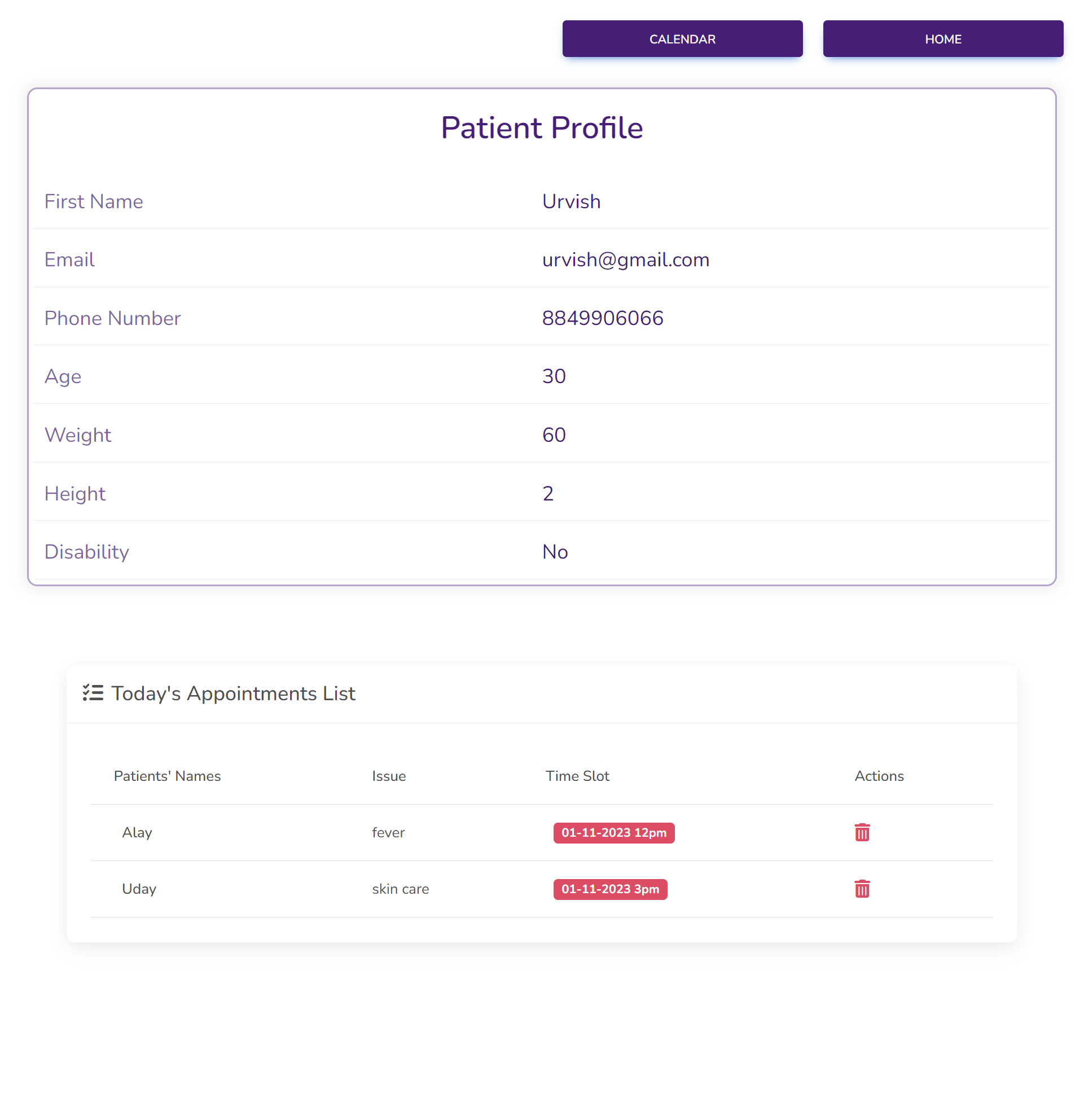 Patient Page