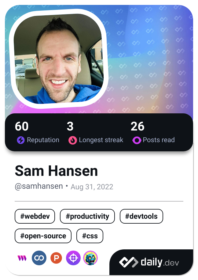 Sam Hansen's Dev Card