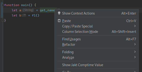 context menu