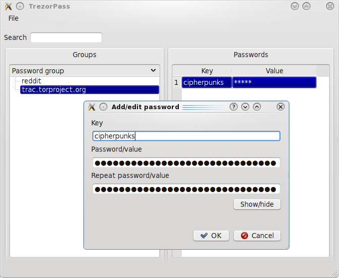 A few stored passwords